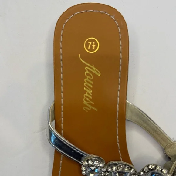 Flourish Silver Jeweled Sandals - Size 7.5 - Picture 11 of 14